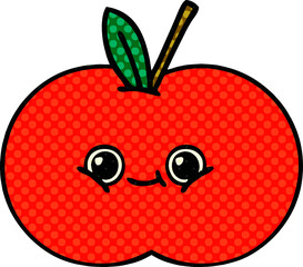 comic book style cartoon of a red apple