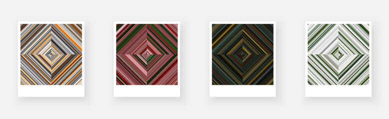 Variants of paper card with square checkered striped geometric patterns.