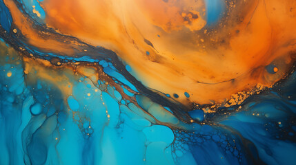 Blue and Orange Epoxy Background Texture