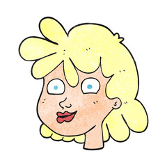 freehand textured cartoon female face