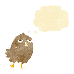 funny cartoon bird with thought bubble