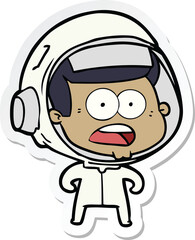 sticker of a cartoon surprised astronaut