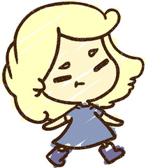 Walking Girl Chalk Drawing