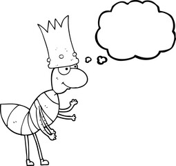 freehand drawn thought bubble cartoon ant queen
