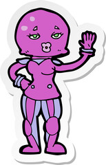 sticker of a cartoon female astronaut
