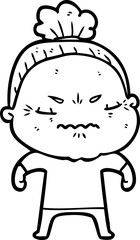 cartoon annoyed old lady