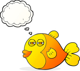 freehand drawn thought bubble cartoon fish