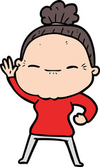 cartoon peaceful old woman
