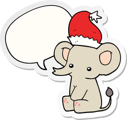 cute christmas elephant with speech bubble sticker