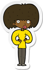 sticker of a cartoon surprised woman