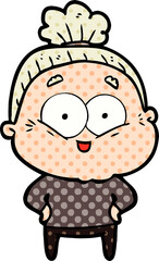 cartoon happy old woman