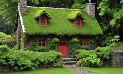 Cozy Cottage With Moss And Ivy