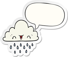 cartoon storm cloud with speech bubble sticker