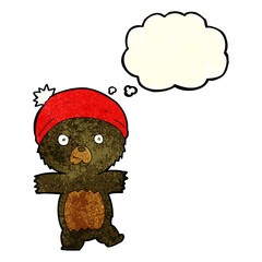 cartoon cute black bear with thought bubble