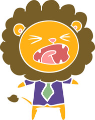 flat color style cartoon lion in business clothes