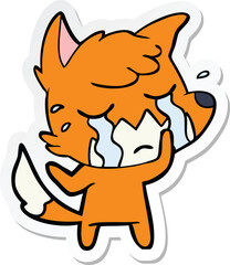 sticker of a crying fox cartoon