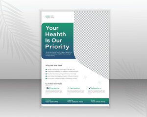 Medical Flyer Design Template For Your Business With Abstract Shapes