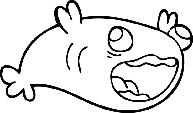 line drawing cartoon of a fish