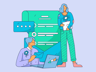 Business People Flat Vector Concept Operation Hand Drawn Illustration
