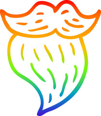rainbow gradient line drawing of a cartoon mans facial brown beard