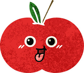 retro illustration style cartoon of a red apple