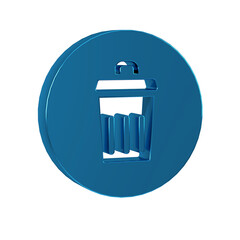 Blue Trash can icon isolated on transparent background. Garbage bin sign. Recycle basket icon. Office trash icon.