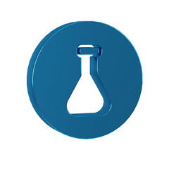 Blue Test tube and flask chemical laboratory test icon isolated on transparent background. Laboratory glassware sign.