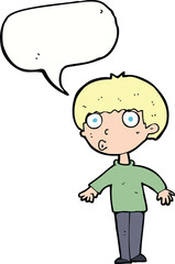 cartoon surprised boy with speech bubble
