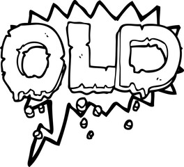 freehand drawn speech bubble cartoon word old