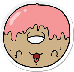 sticker of a cute cartoon donut
