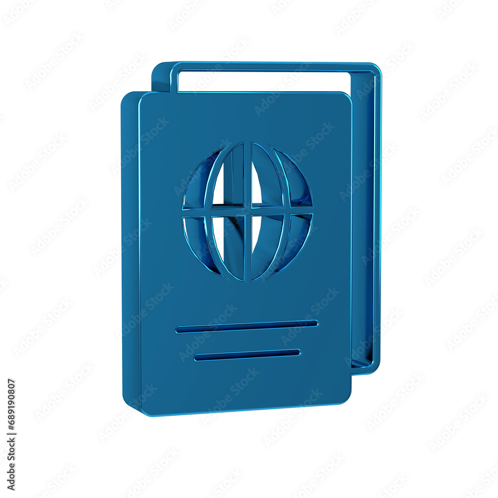 Aufkleber blue passport with biometric data icon isolated on transparent background. identification document.