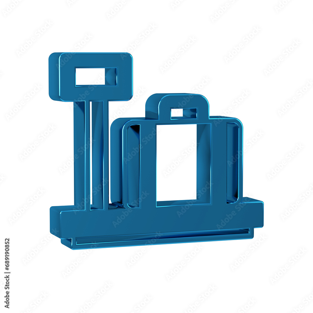 Poster blue scale with suitcase icon isolated on transparent background. logistic and delivery. weight of d