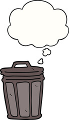 cartoon trash can with thought bubble