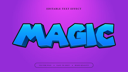 Editable text effect. Bold magic blue text.