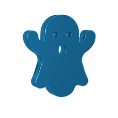 Blue Ghost icon isolated on transparent background. Happy Halloween party.