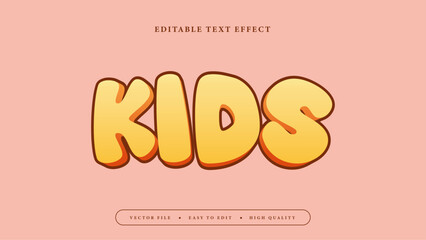 Editable text effect. Kids yellow text with pastel style background.