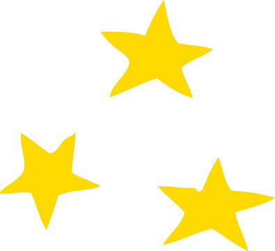 flat color illustration cartoon of three stars