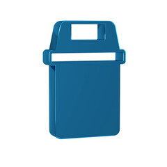 Blue Trash can icon isolated on transparent background. Garbage bin sign. Recycle basket icon. Office trash icon.