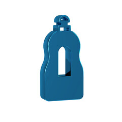 Blue Dishwashing liquid bottle icon isolated on transparent background. Liquid detergent for washing dishes.