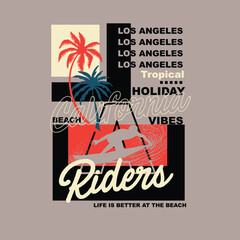 Obraz premium Los Angeles California riders typography surfing summer beach t shirt design