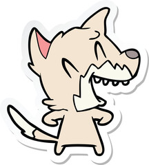 sticker of a laughing fox cartoon