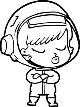 cartoon pretty astronaut girl