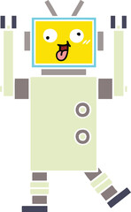 flat color retro cartoon of a robot