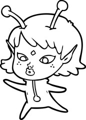pretty cartoon alien girl
