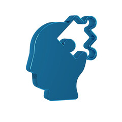 Blue Solution to the problem in psychology icon isolated on transparent background. Puzzle. Therapy...