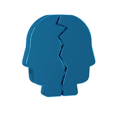 Blue Bipolar disorder icon isolated on transparent background.
