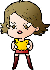 cartoon stressed woman