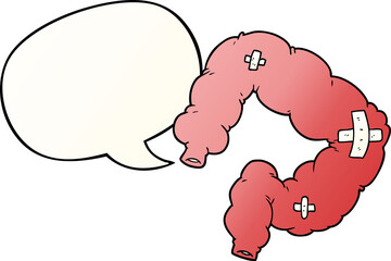 cartoon colon with speech bubble in smooth gradient style