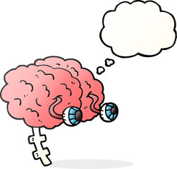 freehand drawn thought bubble cartoon brain