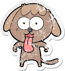 distressed sticker of a cute cartoon dog
